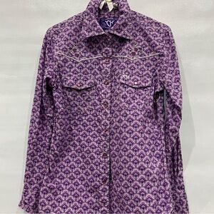 Women's Purple Patterned Jean Jacket